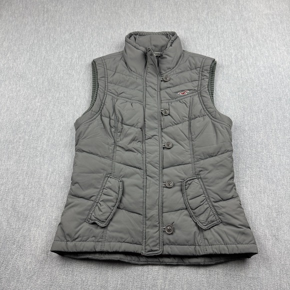 Hollister Jackets & Blazers - Hollister Vest Womens Medium Gray Puffer Waterfowl Feather Down Full Zip Outdoor